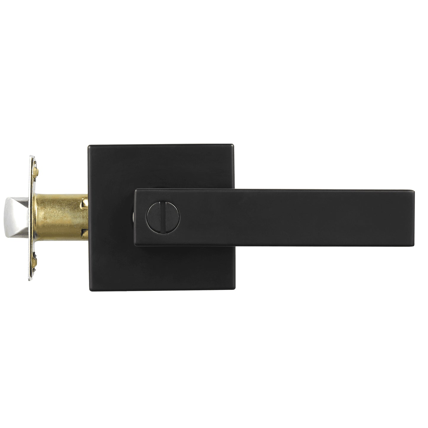 Privacy Door Handle, 10 Pack Matte Black Door Lever, Left or Right Handing Reversible Lever with Keyless Lock, 45° Rotation to Open, Universal Square Interior for Bedroom and Bathroom Doors