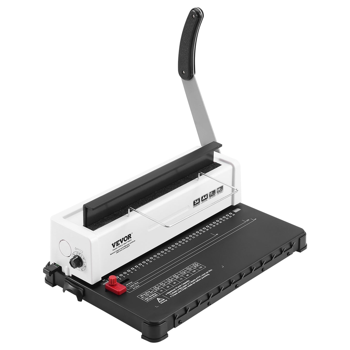 Coil Spiral Binding Machine, Manual Book Maker 34-Holes Binding 120 Sheets, Punch Binder Adjustable 4.76 mm - 14.29 mm Coil Binding Spines, for Letter Size, A4, A5.