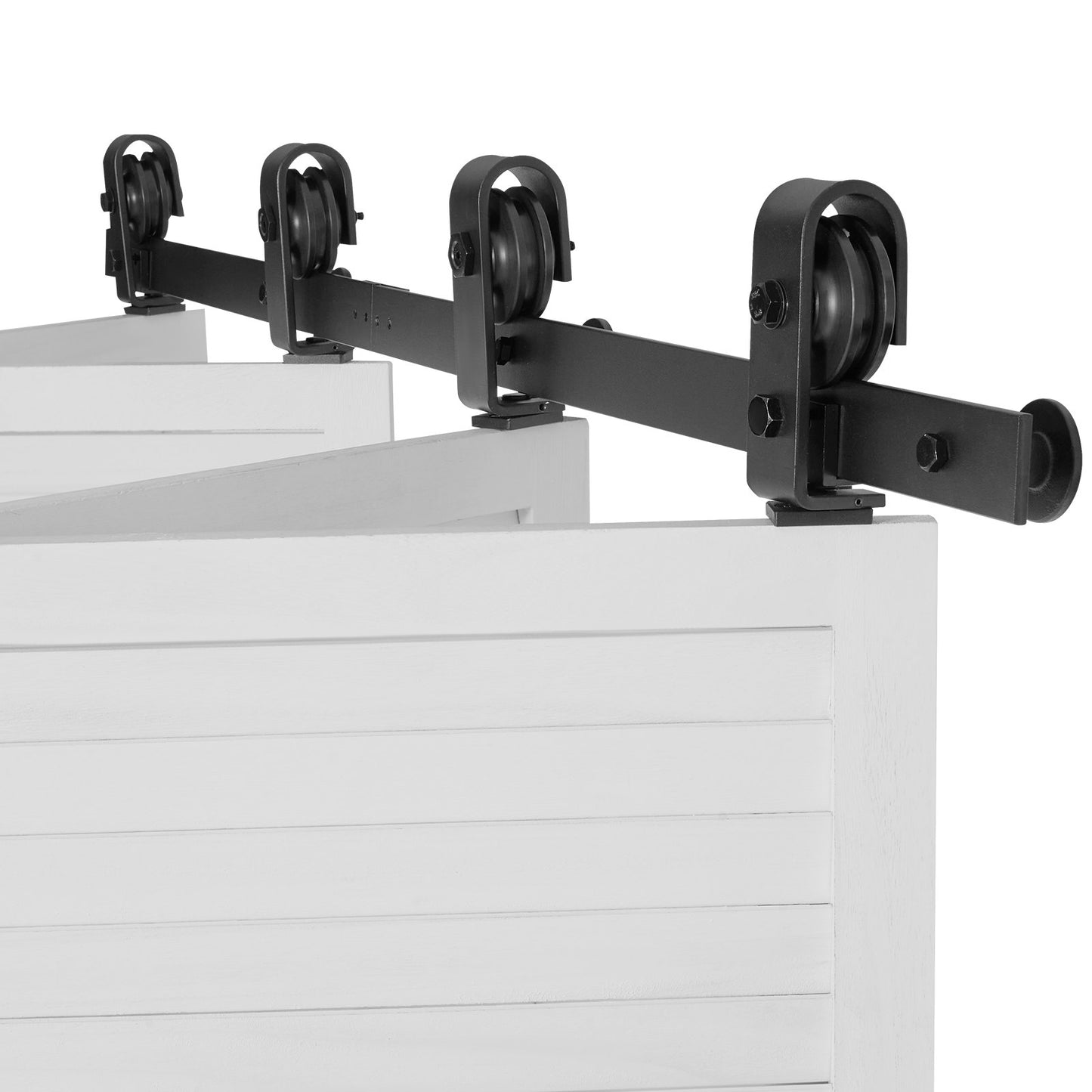 Bi-Folding Sliding Barn Door Hardware Track Kit, 52" Top Mount Track Kit, Slide Smoothly & Quietly, Heavy Duty, Easy to Install, Suitable for Four 12" Closet Pantry Laundry Doors (Not Included)