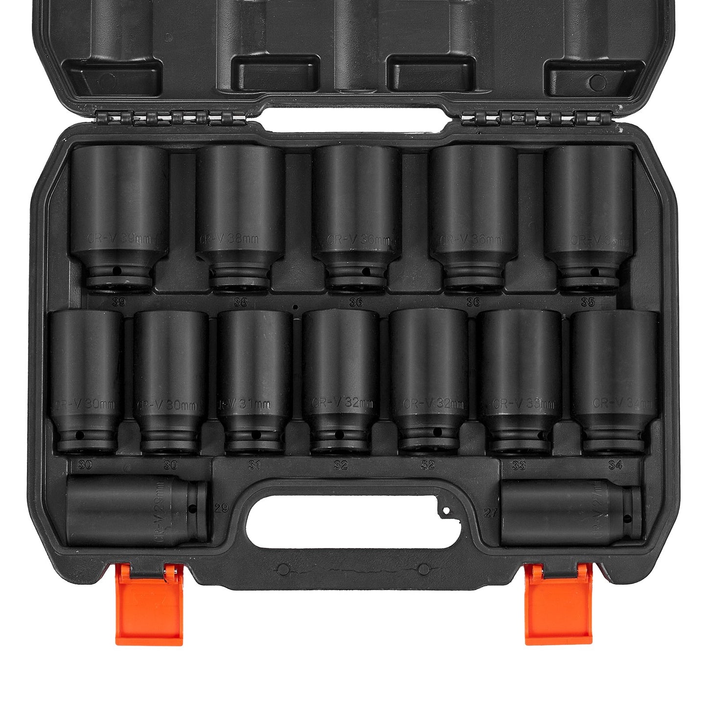 Axle Nut Impact Socket Set, 1/2" Drive Deep 6+12-Point 14-Piece Metric Spindle Nut Socket Set, CR-V Heat Treated Large Socket Set with Storage Case, Auto Repair, Removing or Installing Axle Nuts