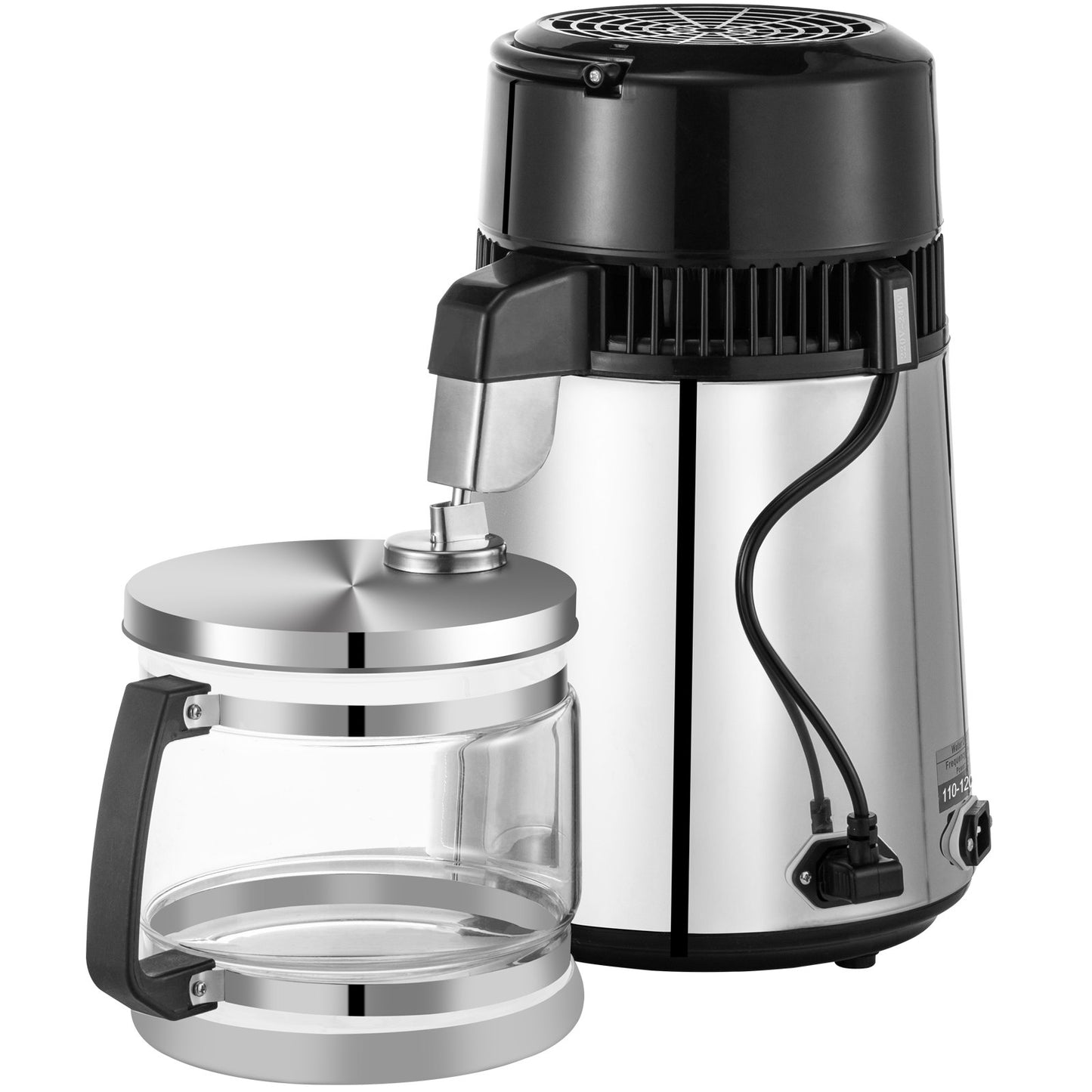 Silver Water Distiller Machine 750W Adjustable Temperature Water Distiller 4L Wine Making Set Brewing Kit Stainless Steel Inner Distiller with Adjustable Temperature for Kitchen Homes