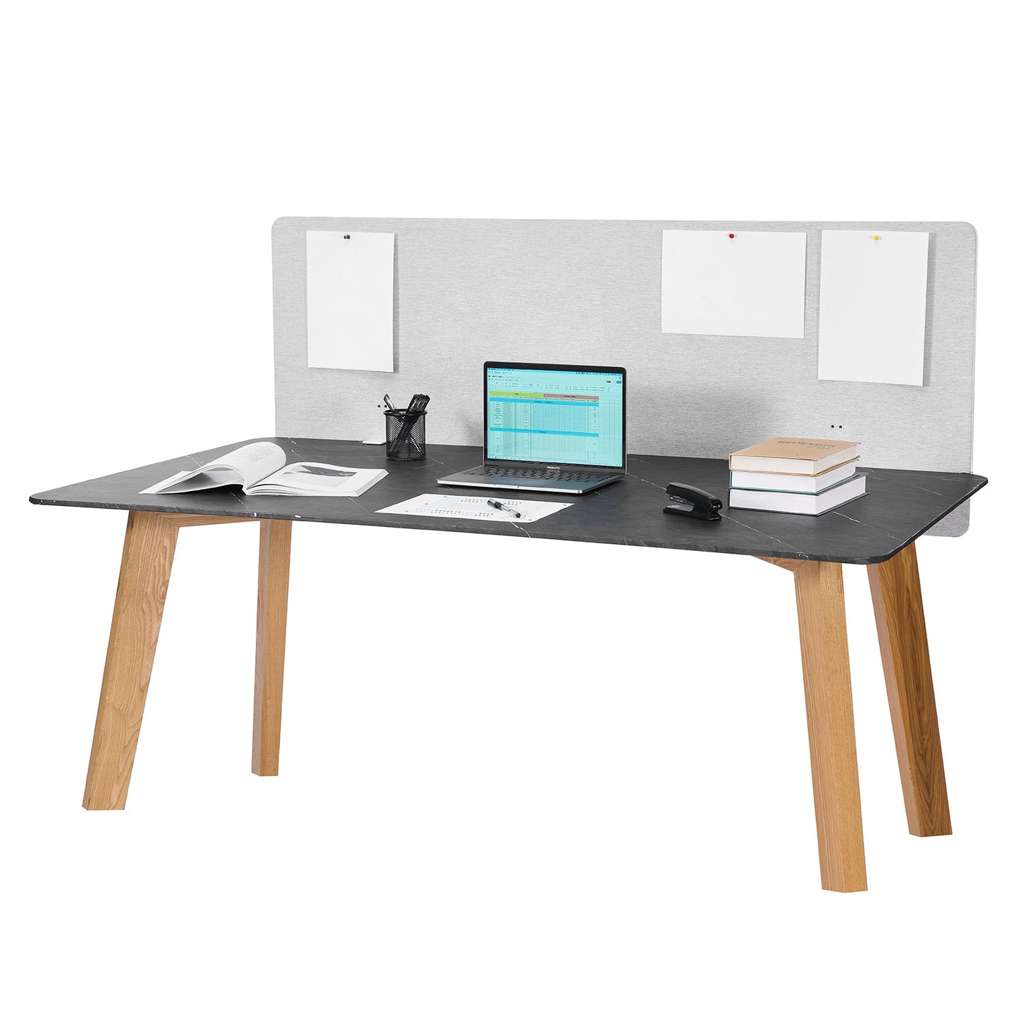 Sichtschutzwand für Schreibtische, 1524 x 610 mm, zum Klemmen, für Büroarbeitsplätze, Trennwand für Bürokabinen, Sichtschutzwand für Arbeitsplätze mit 2 C-Klemmen für Büros, Räume und Bibliotheken