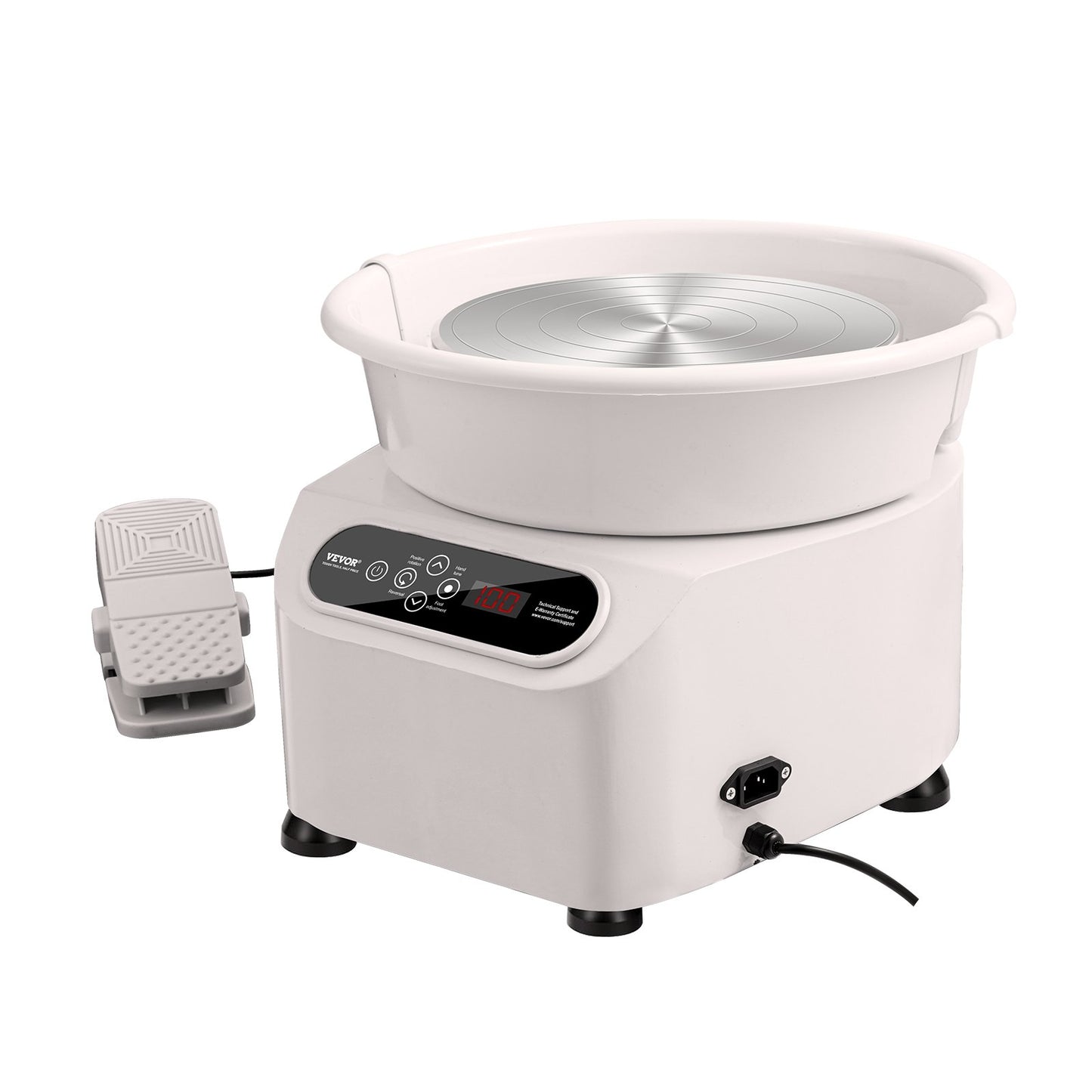 Töpferscheibe 11 Zoll/27,9 cm, Keramikscheibe, Fußpedal, Touchscreen, Schürze, 350 W, Weiß