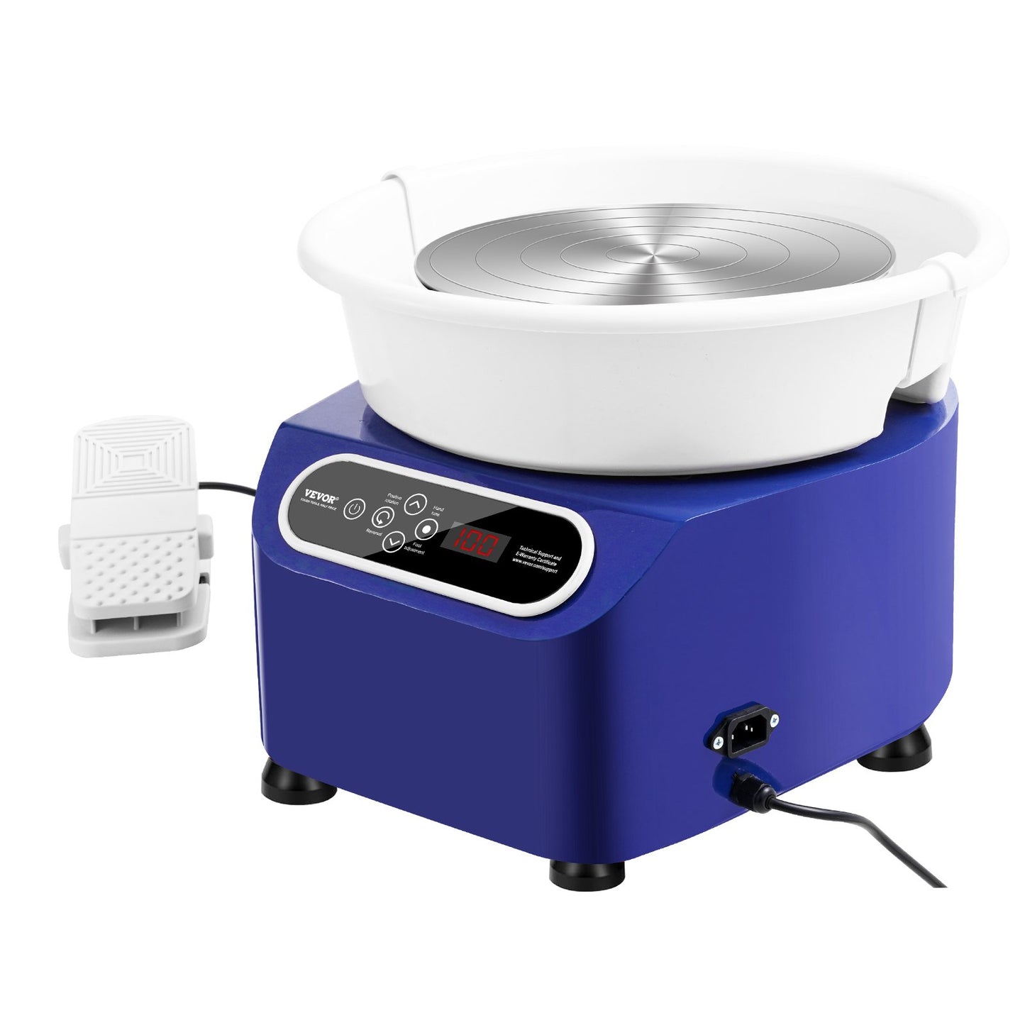 Töpferscheibe 27,9 cm, Keramikscheibe, Fußpedal, Touchscreen, Schürze, 450 W, Blau