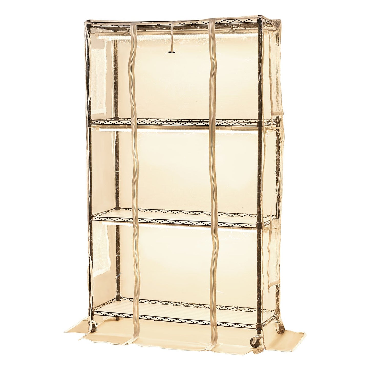 Gewächshaus für den Innenbereich mit Pflanzenlampe, 150 cm hoher, 4-stufiger Pflanzenständer mit transparenter Abdeckung, Zeitschaltuhr und Hygrometer, 180-W-Vollspektrum-Pflanzenlampen, beleuchtetes Pflanzenregal aus Metall für Zimmerpflanzen