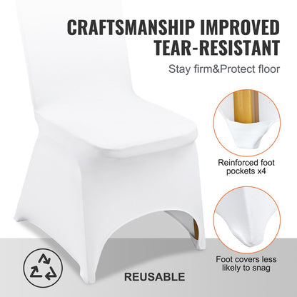 Stretch-Spandex-Klappstuhlhussen, universell passender, gewölbter Vorderbezug, abnehmbare, waschbare Schutzhüllen, für Hochzeiten, Feiertage, Bankette, Partys, Feste und Essgelegenheiten (100 Stück, Weiß)