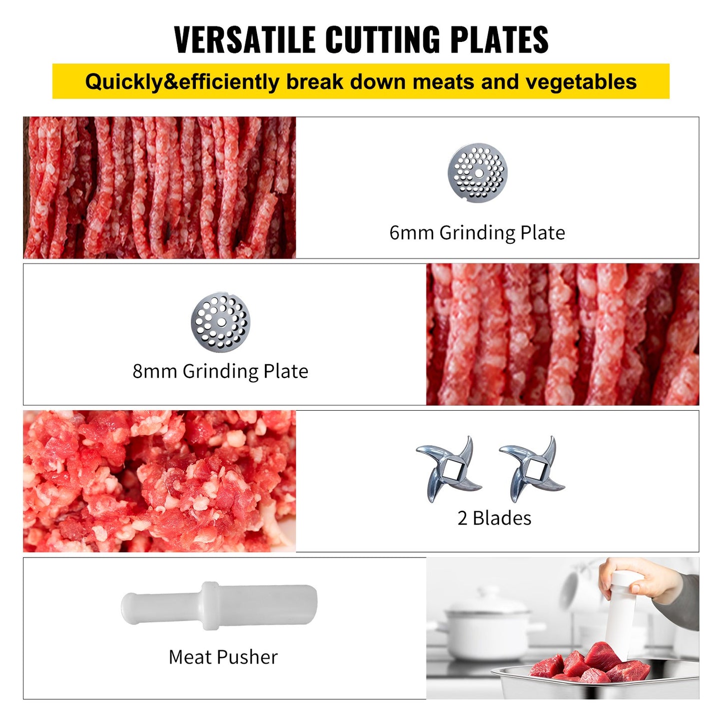 8500W Commercial Stainless Steel 204.1 kg Meat Grinder Cutter Blade Plate Sausage Stuffer