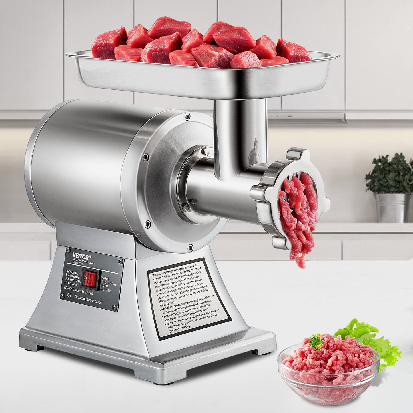 8500W Commercial Stainless Steel 204.1 kg Meat Grinder Cutter Blade Plate Sausage Stuffer