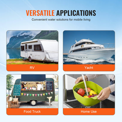 12V-Membranpumpe 1,8GPM 6,81 L/min 3-Kamm-Vattenpumpe Tryckbrytare