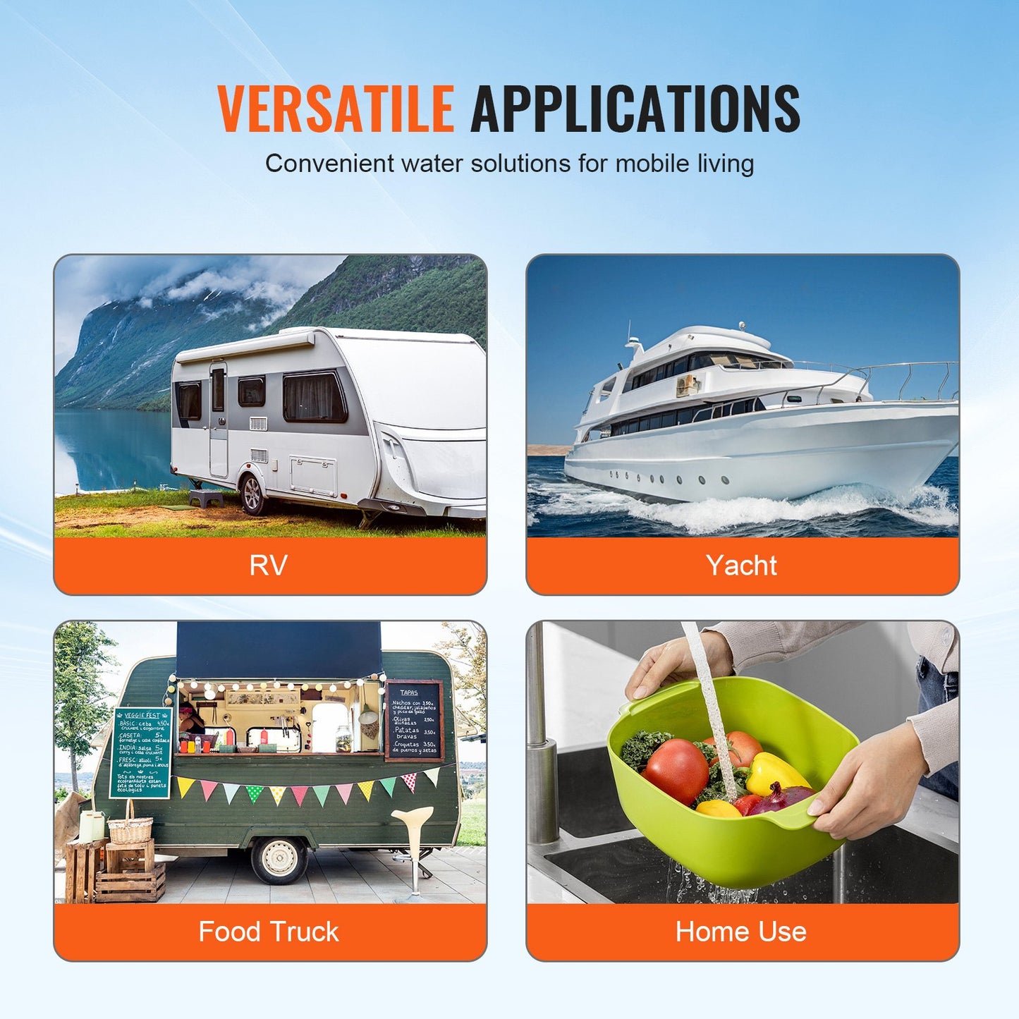 12V Membranpumpe 3GPM 11,36 L/min 3-Kamm-Vattenpumpe Tryckbrytare