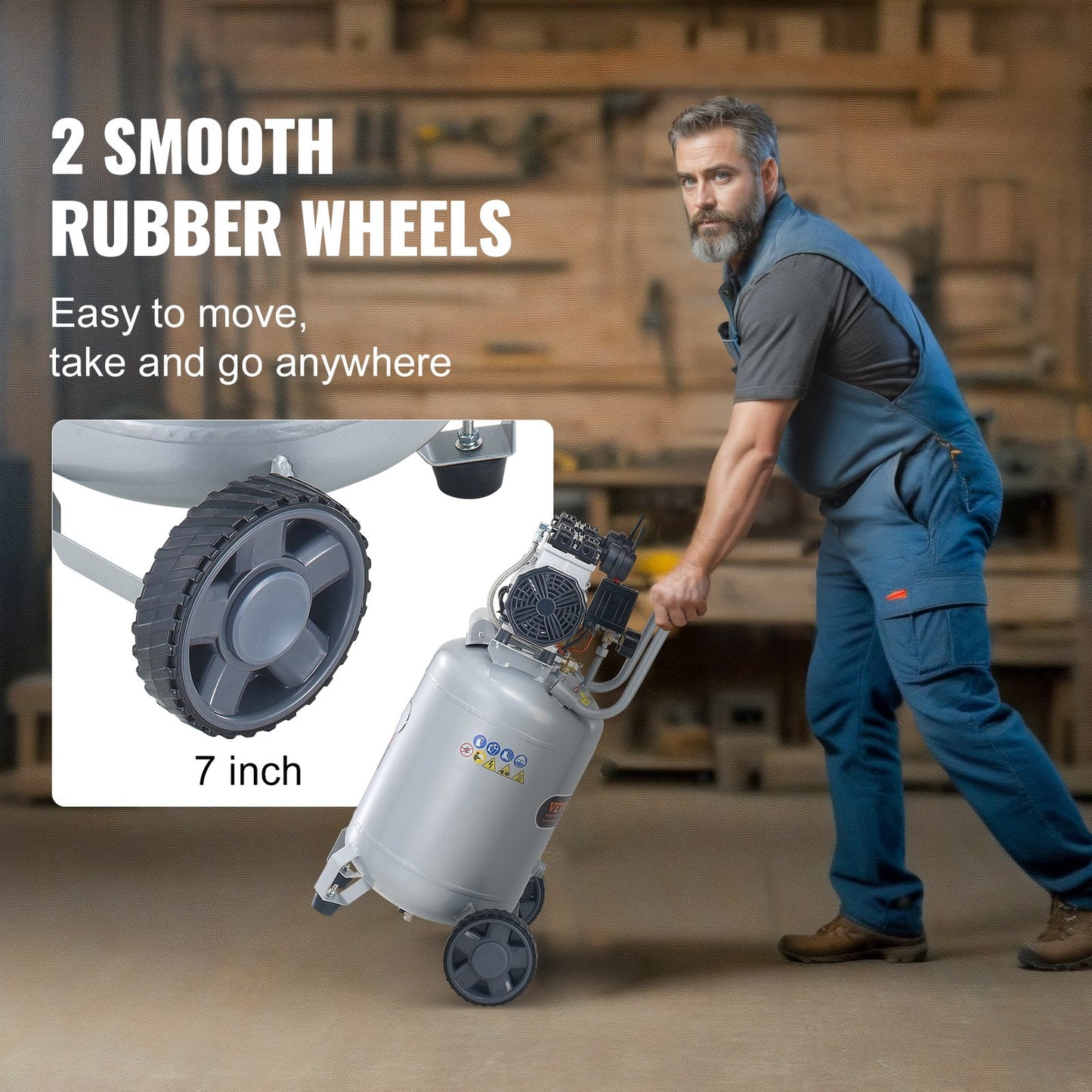 49.2 L Air Compressor 2HP 4 SCFM@90PSI Oil Free Air Compressor 116PSI