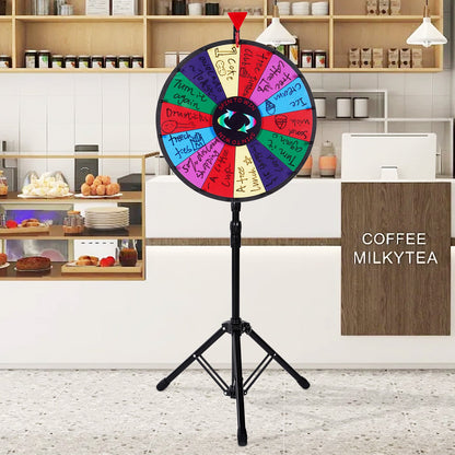 18” Prize Wheel Tripod Floor Stand Color Prize Wheel Fortune Spinner 14 Slots Dry Ease Tradeshow Fortune Spinning Game(18inch)