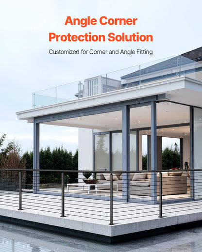 Kabelgeländerpfosten, 42 x 1 x 2 Zoll Eckgeländerpfosten, mit L-förmigen vorgebohrten Löchern, Kabelgeländerpfosten aus Edelstahl mit horizontaler und gebogener Halterung, 1 Stück, Schwarz, 1JZLGZXHS10607YXO001V0