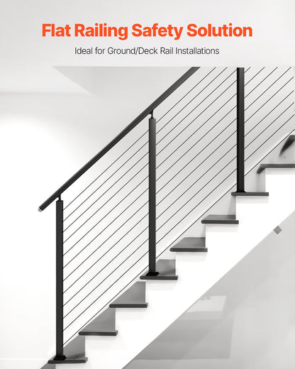 Treppengeländerpfosten aus Edelstahl, 42 x 1 x 2 Zoll, mit vorgebohrten 30°-Winkellöchern, inklusive horizontaler und gebogener Halterung, 1 Stück, Schwarz, 1JZLGZXHS106VRA3X001V0