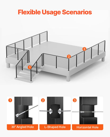 Treppengeländerpfosten aus Edelstahl, 42 x 1 x 2 Zoll, mit vorgebohrten 30°-Winkellöchern, inklusive horizontaler und gebogener Halterung, 1 Stück, Schwarz, 1JZLGZXHS106VRA3X001V0