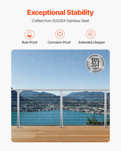 Geländerpfosten aus Edelstahl, 42 x 2 x 2 Zoll, ebene Treppenpfosten, 1 Stück, vorgebohrte Pfosten mit Montagehalterung, silberfarben, 1JZLGZXYS1061EF8W001V0