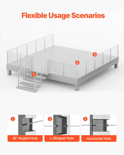 Geländerpfosten aus Edelstahl, 42 x 2 x 2 Zoll, ebene Treppenpfosten, 1 Stück, vorgebohrte Pfosten mit Montagehalterung, silberfarben, 1JZLGZXYS1061EF8W001V0
