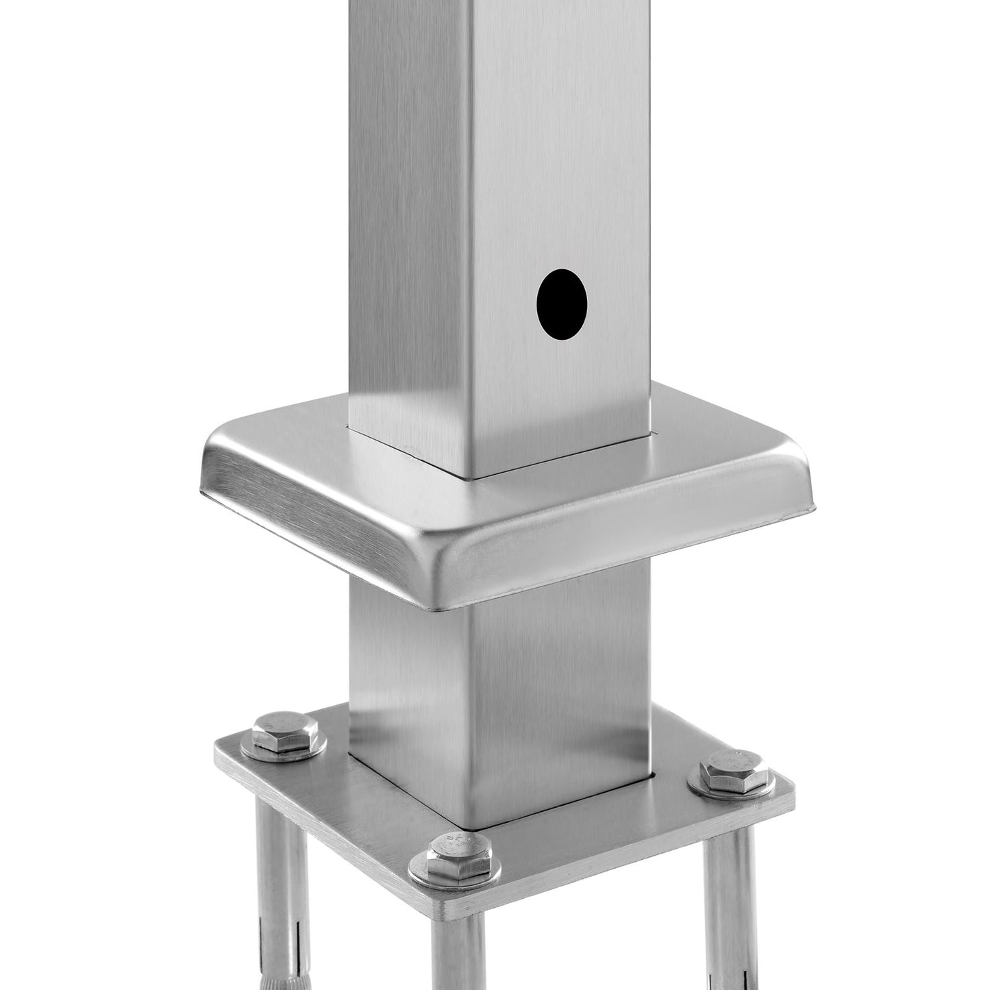 Geländerpfosten aus Edelstahl, 42 x 2 x 2 Zoll, ebene Treppenpfosten, 1 Stück, vorgebohrte Pfosten mit Montagehalterung, silberfarben, 1JZLGZXYS1061EF8W001V0