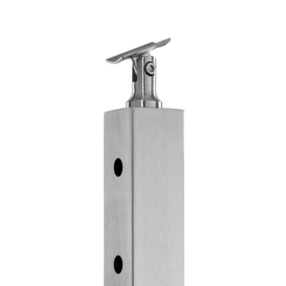 Geländerpfosten aus Edelstahl, 42 x 2 x 2 Zoll, ebene Treppenpfosten, 1 Stück, vorgebohrte Pfosten mit Montagehalterung, silberfarben, 1JZLGZXYS1061EF8W001V0