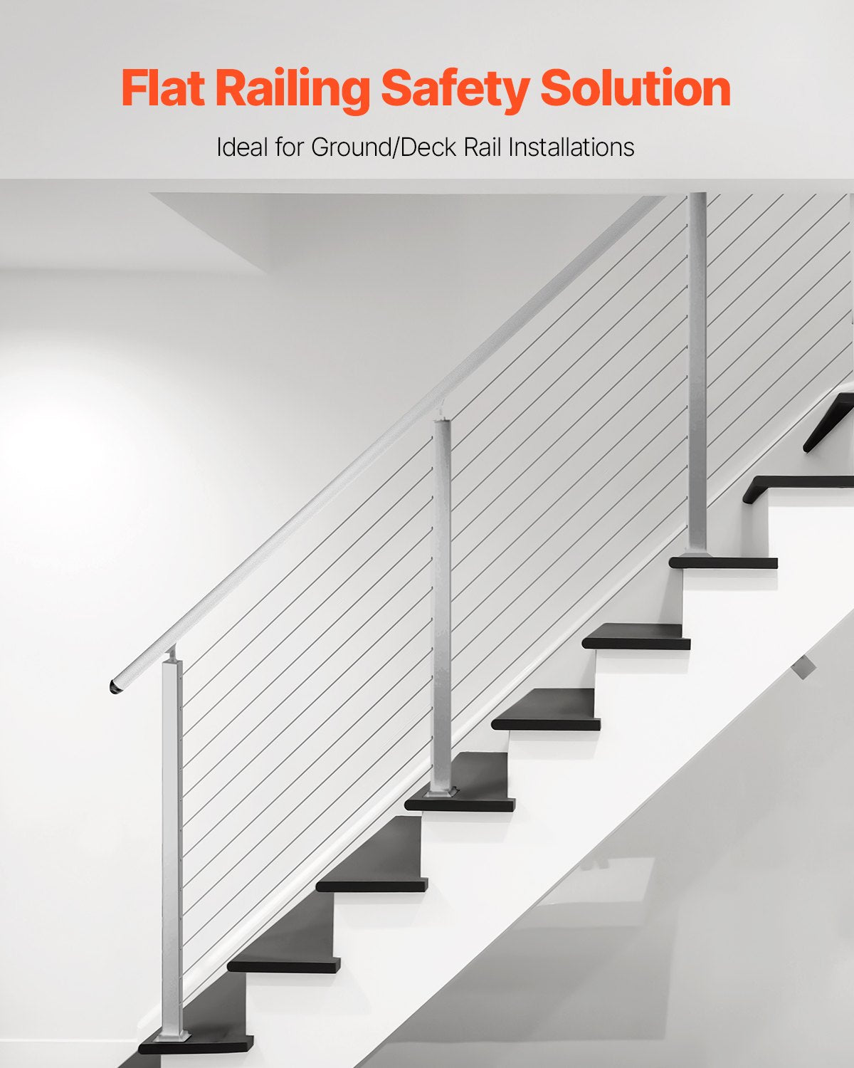 Treppengeländerpfosten aus Edelstahl, 42 x 2 x 2 Zoll, mit vorgebohrten 30°-Winkellöchern, inklusive horizontaler und gebogener Halterung, 1 Stück, Silber, 1JZLGZXYS1062TLWC001V0