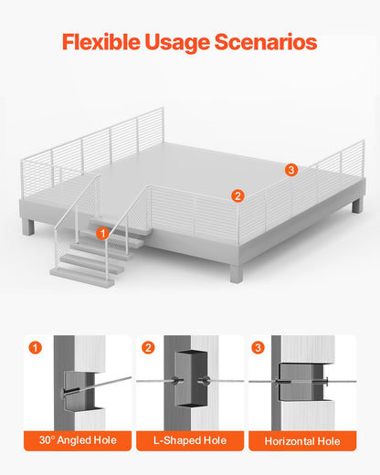 Treppengeländerpfosten aus Edelstahl, 42 x 2 x 2 Zoll, mit vorgebohrten 30°-Winkellöchern, inklusive horizontaler und gebogener Halterung, 1 Stück, Silber, 1JZLGZXYS1062TLWC001V0