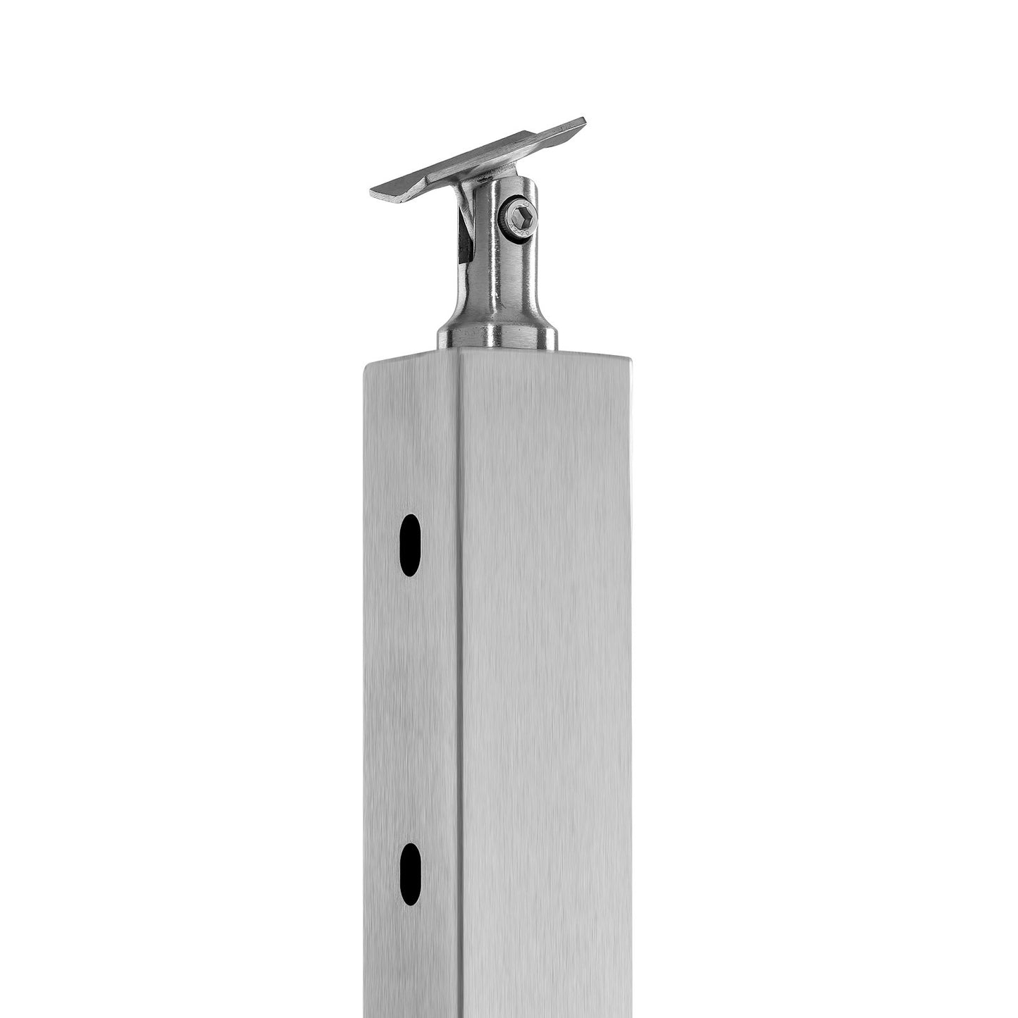 Treppengeländerpfosten aus Edelstahl, 42 x 2 x 2 Zoll, mit vorgebohrten 30°-Winkellöchern, inklusive horizontaler und gebogener Halterung, 1 Stück, Silber, 1JZLGZXYS1062TLWC001V0