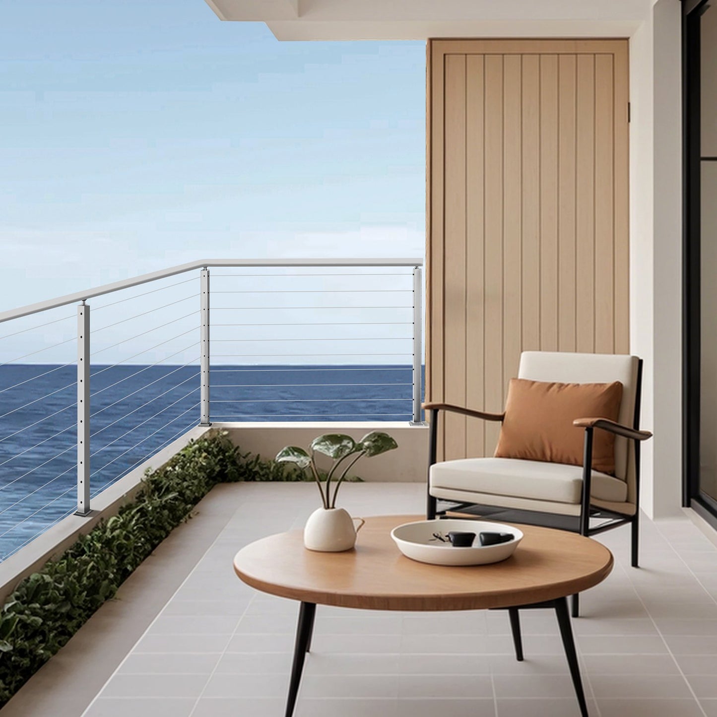 Cable Railing Post, 36x1x2 Inch Level Deck Stair Posts, 1-Pack Stainless Steel Cable Handrail Post, Pre-Drilled Pickets with Mounting Bracket Stair Railing Kit, Silver, 1JZLGZXYS914I4BDB001V0