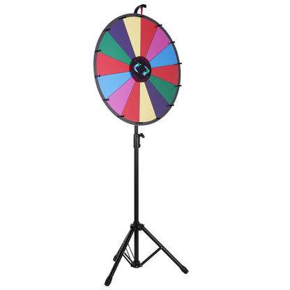 24” Color Prize Wheel Tripod Floor Stand Color Prize Wheel 14 Slots Dry Ease Fortune Spinner Fortune Spinning Game