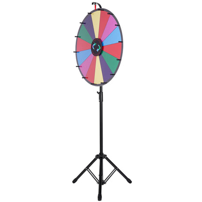 24” Color Prize Wheel Tripod Floor Stand Color Prize Wheel 14 Slots Dry Ease Fortune Spinner Fortune Spinning Game