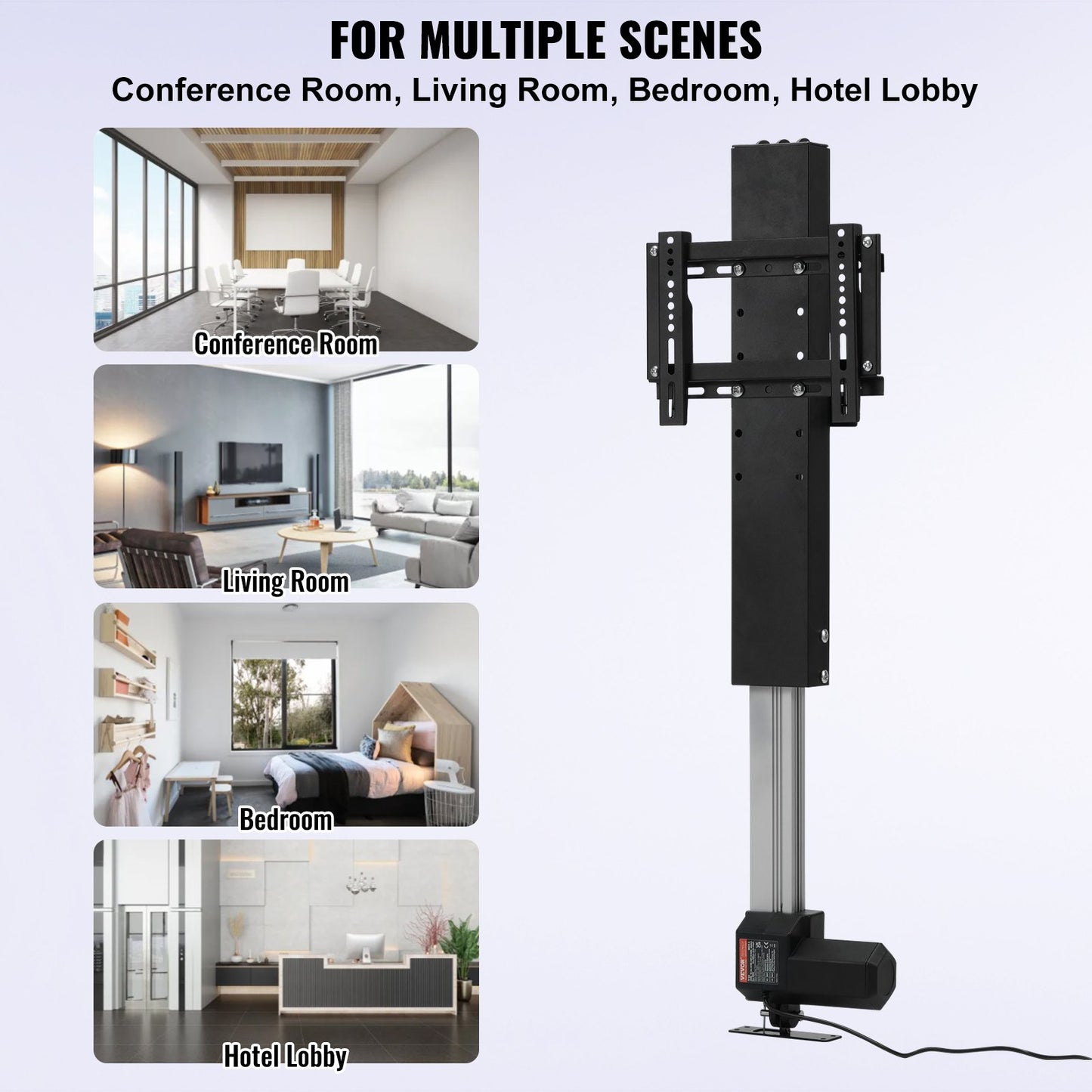 Motorized TV Lift Stroke Length 50.8 cm Motorized TV Mount Fit for 71.1–81.3 cm TV Lift with Remote Control Height Adjustable Load Capacity 59.9 kg Wireless Remote Control