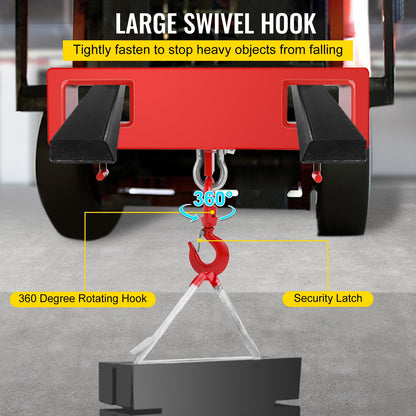 2 Ton Forklift Lifting Hook 4000 LBS/2000KG Capacity Lift Truck Fork Hoist Swivel Hook Mobile Crane Forklift Attachments
