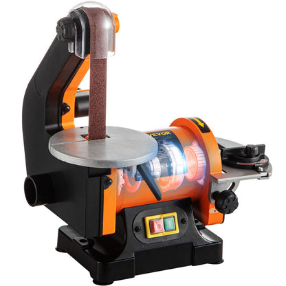 VEV Electric Belt Grinder Sander 300W Electric Belt & Disc Sander 5 Inch Metal Bench Sanding Machine Grinder Polisher 2950 RPM Variable Speed Workshop Sanding Grinding Machine