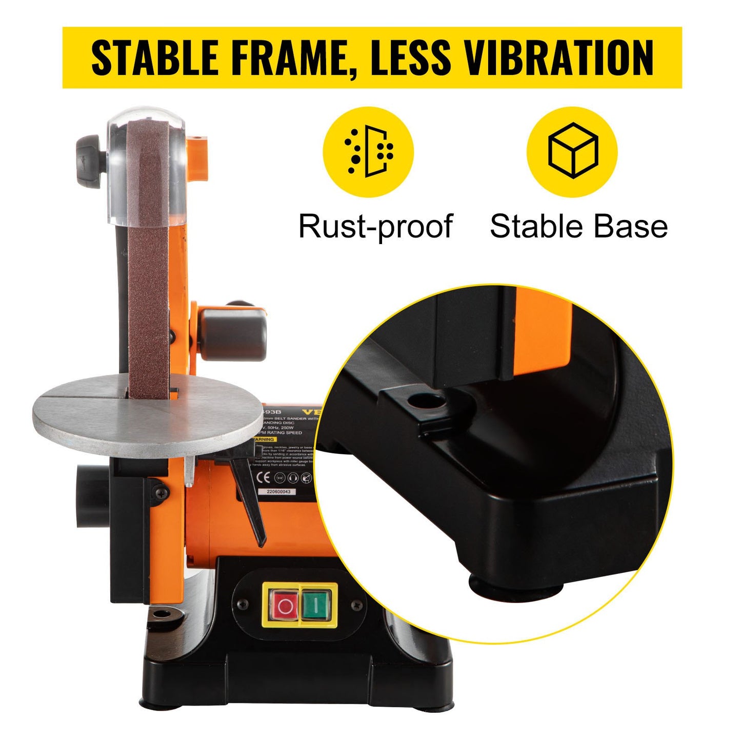 VEV Electric Belt Grinder Sander 300W Electric Belt & Disc Sander 5 Inch Metal Bench Sanding Machine Grinder Polisher 2950 RPM Variable Speed Workshop Sanding Grinding Machine