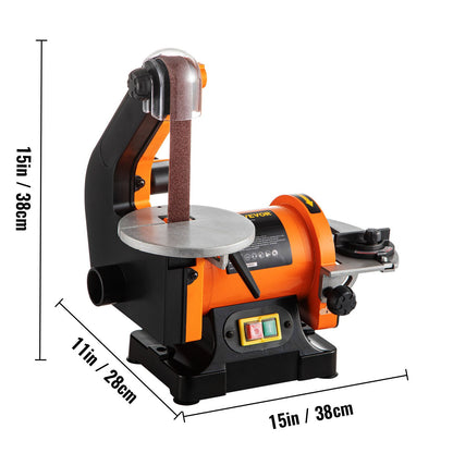 VEV Electric Belt Grinder Sander 300W Electric Belt & Disc Sander 5 Inch Metal Bench Sanding Machine Grinder Polisher 2950 RPM Variable Speed Workshop Sanding Grinding Machine