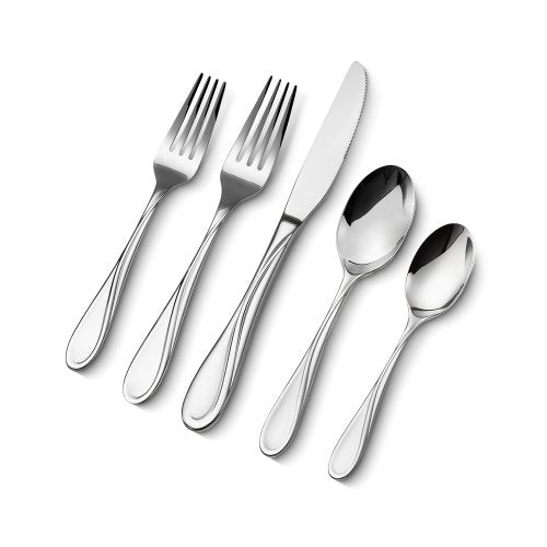 30-Piece Silverware Set, Food-Grade Stainless Steel Flatware Utensils, Mirror Finished Cutlery Set, Dishwasher Safe Eating Tableware for Kitchen Home, Service for 6, Include Knife Fork Spoon