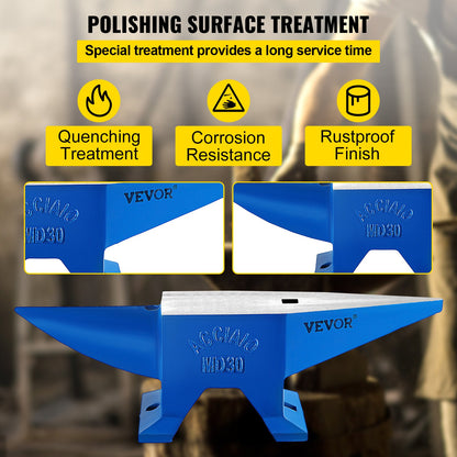 Mophorn Hornamboss, Stahlamboss, Schmiedegewicht 30 kg, Schmiedeamboss, Stahlamboss, Rundhorn, Metallbearbeitung, Stahlamboss, Schmiede, robustes Loch