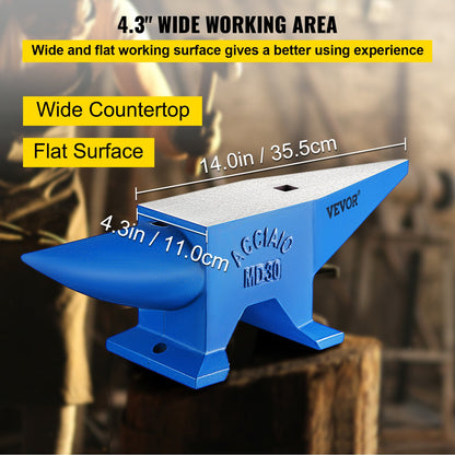 Mophorn Hornamboss, Stahlamboss, Schmiedegewicht 30 kg, Schmiedeamboss, Stahlamboss, Rundhorn, Metallbearbeitung, Stahlamboss, Schmiede, robustes Loch