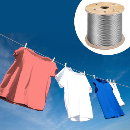 T316 Stainless Steel Wire Rope Cable High Strength Tension Flexible Stainless Steel Cable OD 3.2MM Length 1000Ft 11.14KN Cable Railing(300M)