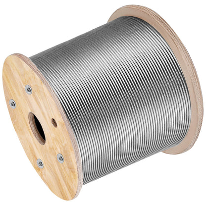 T316 Stainless Steel Wire Rope Cable High Strength Tension Flexible Stainless Steel Cable OD 3.2MM Length 1000Ft 11.14KN Cable Railing(300M)