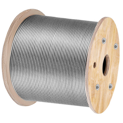 T316 Stainless Steel Wire Rope Cable High Strength Tension Flexible Stainless Steel Cable OD 3.2MM Length 1000Ft 11.14KN Cable Railing(300M)