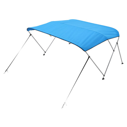 3 Bow Boat Bimini Tops, 600D Polyester Canopy with Aluminum Alloy Frame, Waterproof & Sun Shade Boat Awning Canopy with Storage Bag, 2 Support Poles, 4 Straps, 6'Lx(54"-60")Wx46"H, Pacific Blue