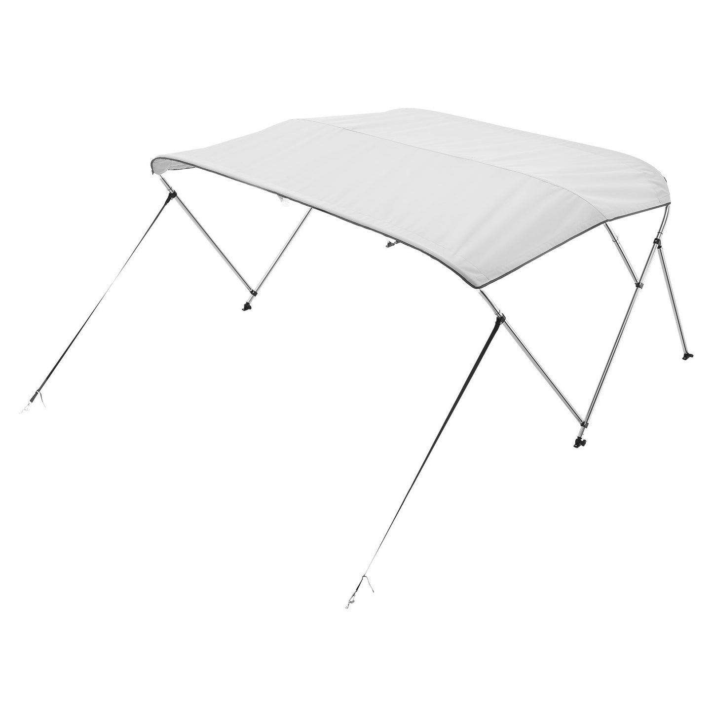 3 Bow Boat Bimini Tops, 600D Polyester Canopy with Aluminum Alloy Frame, Waterproof & Sun Shade Boat Awning Canopy with Storage Bag, 2 Support Poles, 4 Straps, 72"Lx(85"-90")Wx46"H, Light Grey