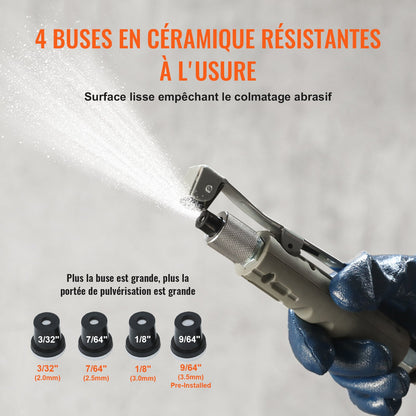 10-Gallonen/40-Liter-Sandstrahlgerät mit Düsenabsperrventil, Manometer, Keramikdüse, 2,5-m-Schlauch, Einfülltrichter, Wasserabscheider, 6-Zoll-Gummirädern, Grit Power Sandstrahlgerät, tragbares Sandstrahlgerät