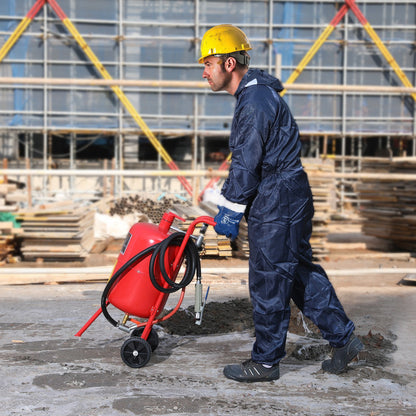 10-Gallonen/40-Liter-Sandstrahlgerät mit Düsenabsperrventil, Manometer, Keramikdüse, 2,5-m-Schlauch, Einfülltrichter, Wasserabscheider, 6-Zoll-Gummirädern, Grit Power Sandstrahlgerät, tragbares Sandstrahlgerät