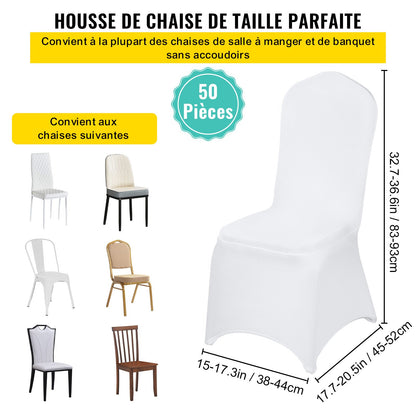 Stretch-Spandex-Klappstuhlhussen, universell passende Stuhlhussen, abnehmbare und waschbare Schutzhüllen, für Hochzeiten, Feiertage, Bankette, Partys, Feste und Essgelegenheiten (50 Stück, weiß)