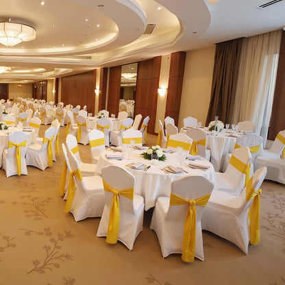 Stretch-Spandex-Klappstuhlhussen, universell passende Stuhlhussen, abnehmbare und waschbare Schutzhüllen, für Hochzeiten, Feiertage, Bankette, Partys, Feste und Essgelegenheiten (50 Stück, weiß)