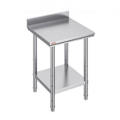 Work Table 24 x 24 x 34 Inches NSF Stainless Steel Work Table for Commercial Kitchen Prep Workbench 60X60X88cm with Lower Shelf Work Table Silvery for Commercial Kitchen Restaurant