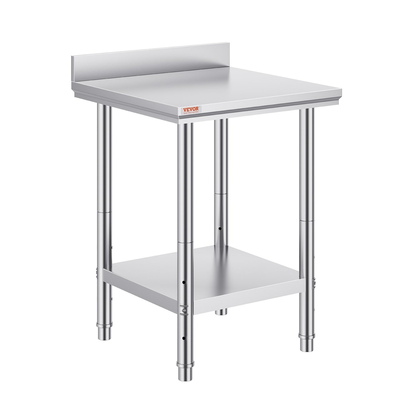 Work Table 24 x 24 x 34 Inches NSF Stainless Steel Work Table for Commercial Kitchen Prep Workbench 60X60X88cm with Lower Shelf Work Table Silvery for Commercial Kitchen Restaurant
