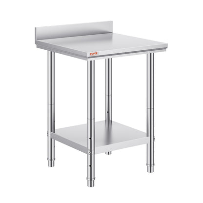 Work Table 24 x 24 x 34 Inches NSF Stainless Steel Work Table for Commercial Kitchen Prep Workbench 60X60X88cm with Lower Shelf Work Table Silvery for Commercial Kitchen Restaurant