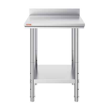 Work Table 24 x 24 x 34 Inches NSF Stainless Steel Work Table for Commercial Kitchen Prep Workbench 60X60X88cm with Lower Shelf Work Table Silvery for Commercial Kitchen Restaurant